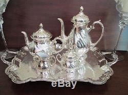 Vintage Silver Tea Coffee Service Set-silver overlay on Porcelain Germany