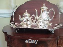 Vintage Silver Tea Coffee Service Set-silver overlay on Porcelain Germany