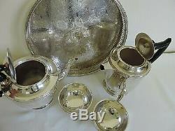 Vintage Silver Tea & Coffee Set on Tray Viners Silver Plate Art Nouvea c. 1910