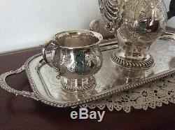 Vintage Silver plated 4 piece coffee set with oblong tray all beautiful items