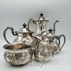 Vintage Silverplate Tea Coffee Set with Creamer Sugar Teapot Coffee Pot Open Pot