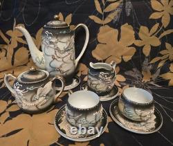 Vintage Smoke Dragonware Tea/Coffee Set Hand Painted Wales China 11pc