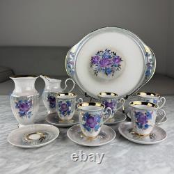 Vintage Soviet Porcelain Coffee Set Korosten porcelain Ukraine Ussr Flower Gold