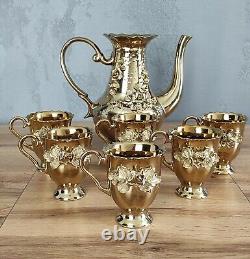 Vintage Soviet Porcelain Tea/Coffee Set Golden Rose USSR 7 pieces