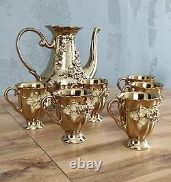 Vintage Soviet Porcelain Tea/Coffee Set Golden Rose USSR 7 pieces