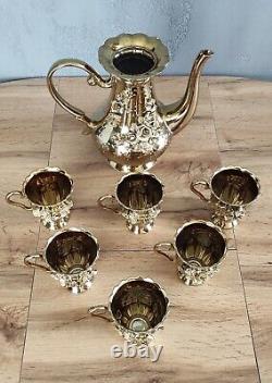 Vintage Soviet Porcelain Tea/Coffee Set Golden Rose USSR 7 pieces