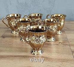 Vintage Soviet Porcelain Tea/Coffee Set Golden Rose USSR 7 pieces