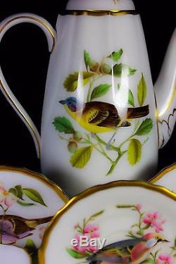 Vintage Spode Bone China England Hand Painted English Garden Birds Coffee Set