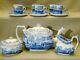 Vintage Spode Italian Blue Transfer Tea Coffee Set For Six 15 Pieces 1970+