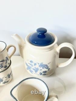 Vintage Staffordshire Potteries Coffee Set Blue Grape Decor 1970s