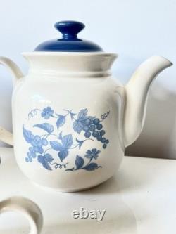 Vintage Staffordshire Potteries Coffee Set Blue Grape Decor 1970s