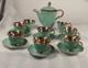 Vintage Stavangerflint Norway. Green And Gold Tea/coffee Set. 15 Piece