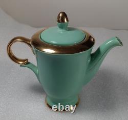 Vintage StavangerFlint Norway. Green and Gold Tea/Coffee Set. 15 piece