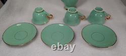 Vintage StavangerFlint Norway. Green and Gold Tea/Coffee Set. 15 piece