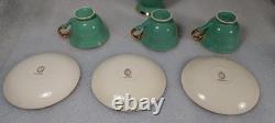 Vintage StavangerFlint Norway. Green and Gold Tea/Coffee Set. 15 piece