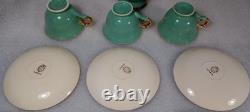 Vintage StavangerFlint Norway. Green and Gold Tea/Coffee Set. 15 piece