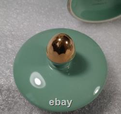 Vintage StavangerFlint Norway. Green and Gold Tea/Coffee Set. 15 piece