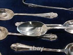 Vintage Sterling Silver Set 12 Coffee spoons & Sugar Tongs London 1938 154g