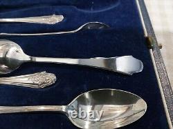 Vintage Sterling Silver Set 12 Coffee spoons & Sugar Tongs London 1938 154g