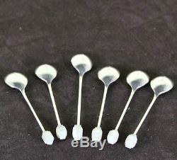 Vintage Sterling Silver Set of 6 Demi-Tasse Coffee Spoons with Mother of Pearl