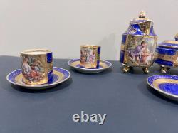 Vintage Stunning Royal Vienna Porcelain Turkish Coffee Set Extra Saucer
