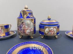 Vintage Stunning Royal Vienna Porcelain Turkish Coffee Set Extra Saucer