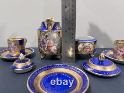 Vintage Stunning Royal Vienna Porcelain Turkish Coffee Set Extra Saucer