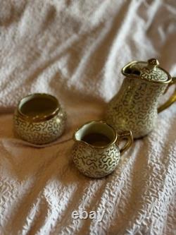 Vintage Sudlows Burden Made In England Gold Patterned Tea/Coffee Set. D. 65Y. H
