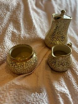 Vintage Sudlows Burden Made In England Gold Patterned Tea/Coffee Set. D. 65Y. H