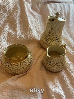 Vintage Sudlows Burden Made In England Gold Patterned Tea/Coffee Set. D. 65Y. H