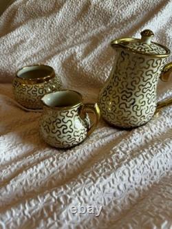 Vintage Sudlows Burden Made In England Gold Patterned Tea/Coffee Set. D. 65Y. H