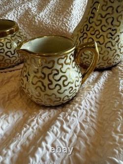 Vintage Sudlows Burden Made In England Gold Patterned Tea/Coffee Set. D. 65Y. H