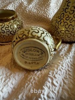 Vintage Sudlows Burden Made In England Gold Patterned Tea/Coffee Set. D. 65Y. H