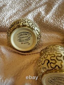 Vintage Sudlows Burden Made In England Gold Patterned Tea/Coffee Set. D. 65Y. H