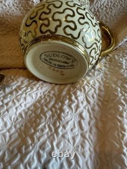 Vintage Sudlows Burden Made In England Gold Patterned Tea/Coffee Set. D. 65Y. H