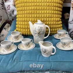 Vintage Susie Cooper Kestrel Blue Orchid Coffee Set Pot Jug Cups Saucers