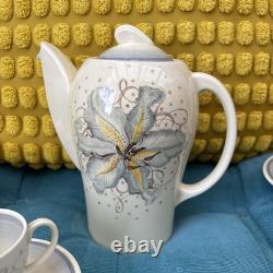 Vintage Susie Cooper Kestrel Blue Orchid Coffee Set Pot Jug Cups Saucers