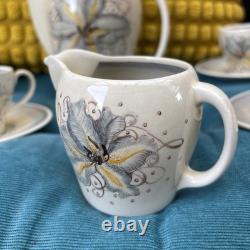 Vintage Susie Cooper Kestrel Blue Orchid Coffee Set Pot Jug Cups Saucers