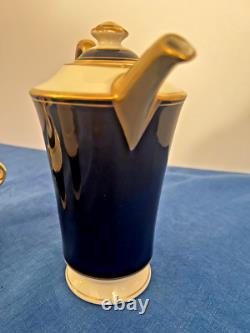 Vintage Syracuse Queen Anne cobalt ivory coffee set NO FLAWS