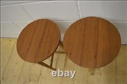 Vintage Table Coffee Side Folding Bedside Set Of 2 Teak Danish Design