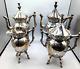 Vintage Tea Set Wilcox Silverplate Co 4 Maple Leaf Engraved Coffee Pots Cream Su