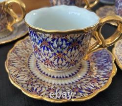 Vintage Thai Benjarong porcelain coffee and tea set. 18C gold detail. VGC