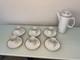 Vintage Thomas Germany Medaillon Coffee Set White Porcelain With Thick Silver