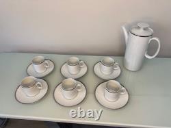 Vintage Thomas Germany Medaillon Coffee Set White Porcelain with Thick Silver
