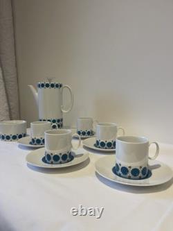 Vintage Thomas Smaragd Coffee Set Rosenthal Porcelain, Blue Medallion Design