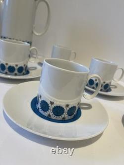 Vintage Thomas Smaragd Coffee Set Rosenthal Porcelain, Blue Medallion Design