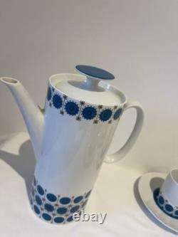 Vintage Thomas Smaragd Coffee Set Rosenthal Porcelain, Blue Medallion Design