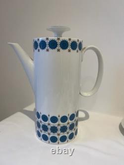 Vintage Thomas Smaragd Coffee Set Rosenthal Porcelain, Blue Medallion Design