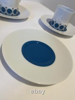 Vintage Thomas Smaragd Coffee Set Rosenthal Porcelain, Blue Medallion Design