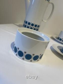 Vintage Thomas Smaragd Coffee Set Rosenthal Porcelain, Blue Medallion Design